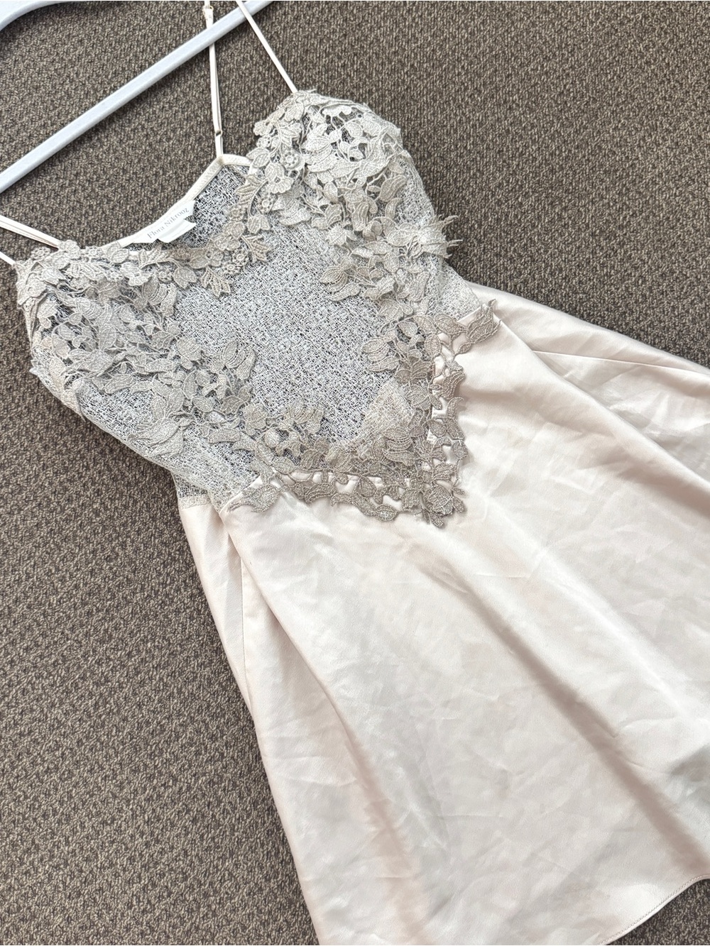 Ivory Satin Lace Slip Mini Dress Sheer Lingerie Inspired Bridal Romantic Y2K Sm